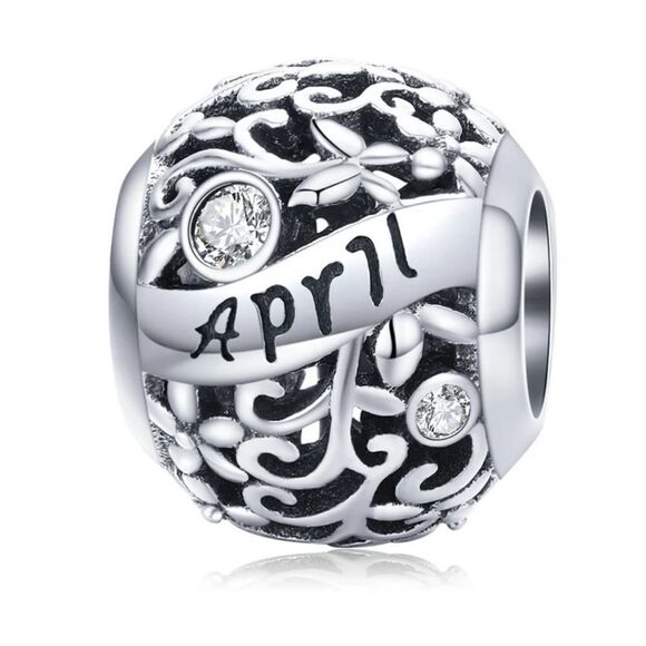 925 Silver April Birthstone Charm - Picture 1 of 4